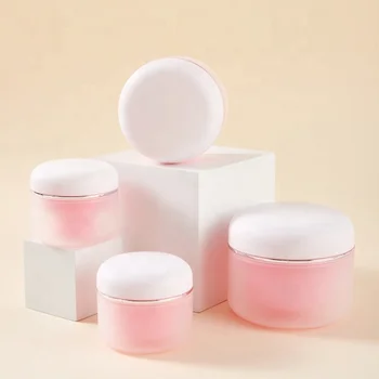 Luxury 100g Pink Frosted Plastic Cosmetic Jar Matte Finish Cosmetic Container Jars on Sale