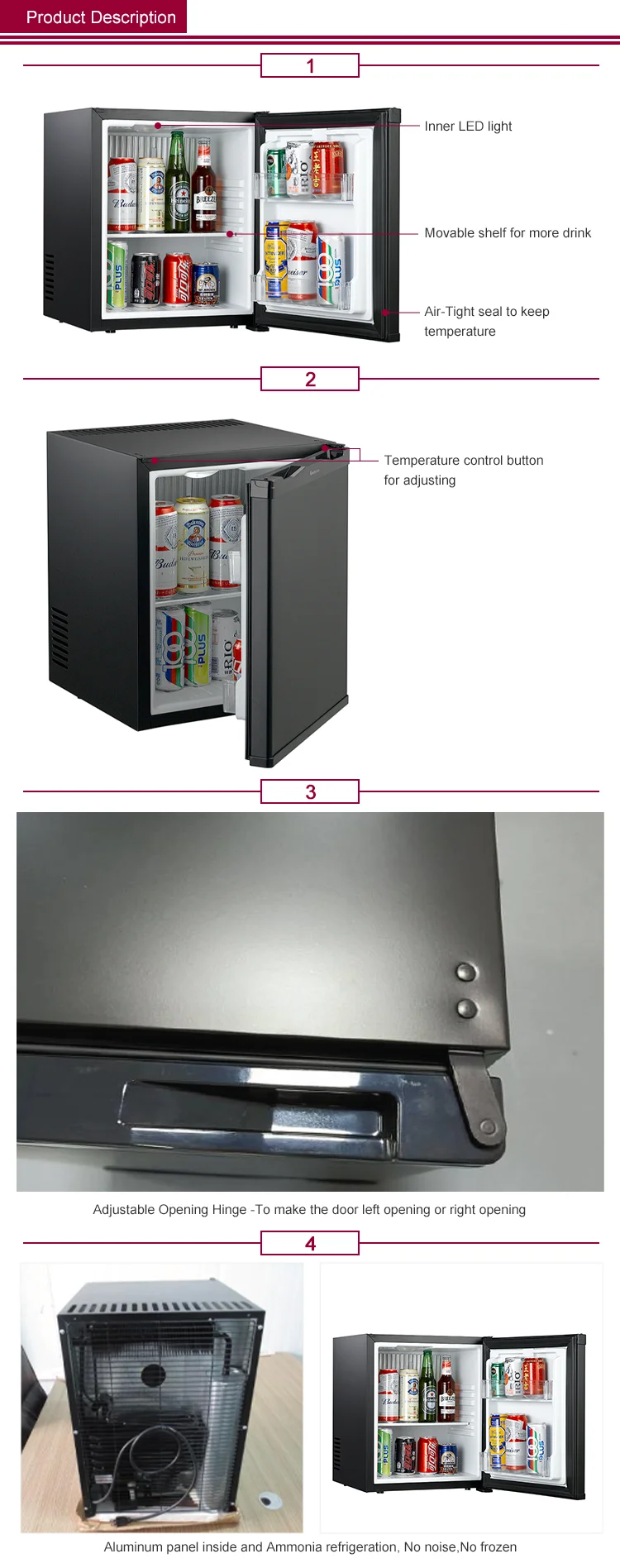 30l Highquality Hotel Mini Fridge Refrigerator 08c Noise Mixed
