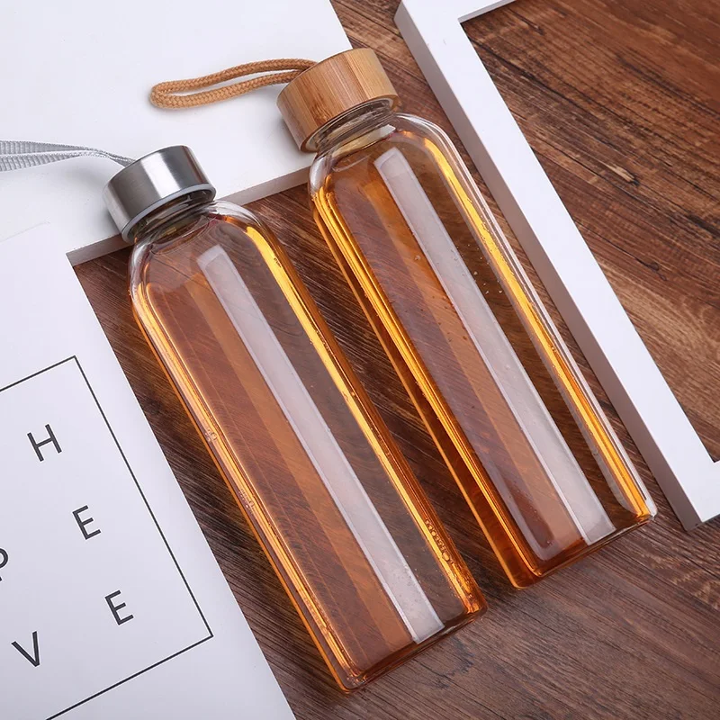 Factory Direct Sales Advertising Event Gifts Wholesale Creative Custom Logo Glass Water Bottle with Portable Sleeve