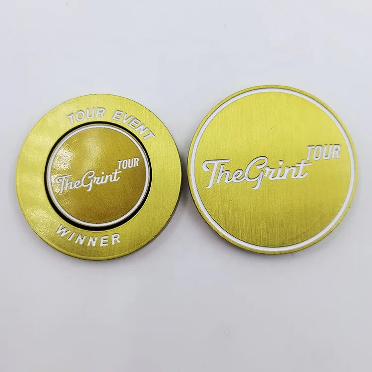 Wholesale Custom Metal Magnetic Golf Club Poker Chips Ball Markers Hammered Edge Ball Marker Customized details