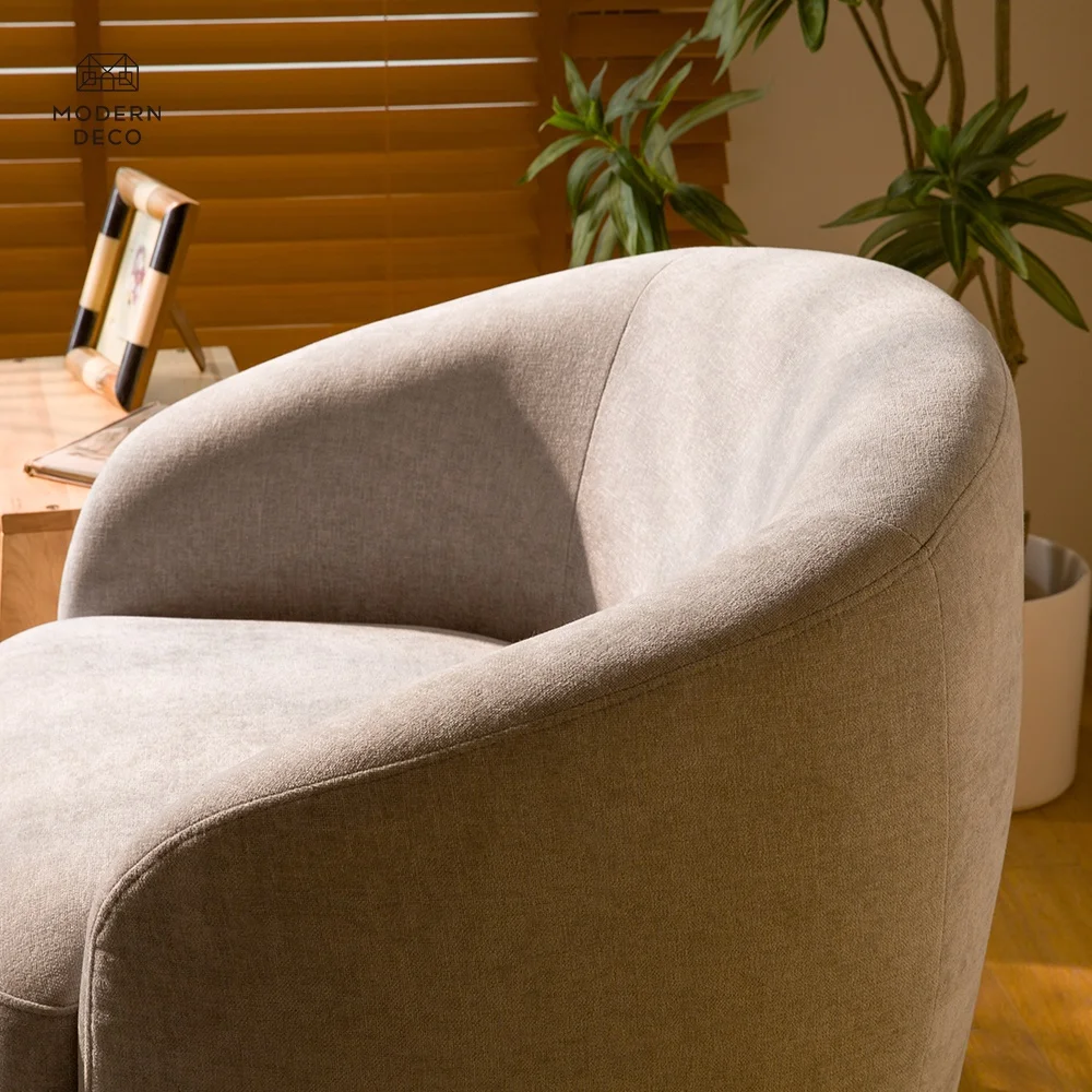 Novi moderne dizajn vrtljivi stolica za dnevnu sobu, krivoliniarni 1 sjedalni tkaninski sofa stolica jedan zaokruženi šešir