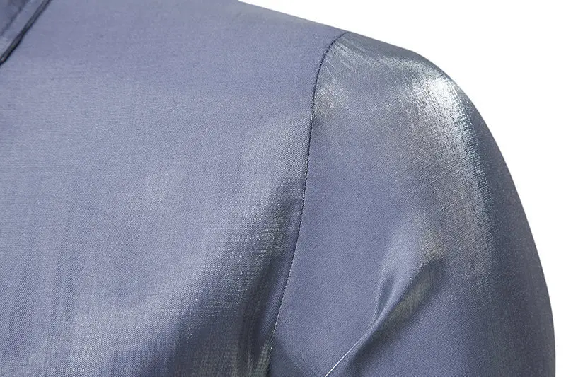 Hemden für Herren, ausgefallenes, langärmliges Hemd, glänzendes Seidensatin, metallisches Button-Down-Hemd, Rave-Disco-Party-Club-Hemd Tops360_voghion.com