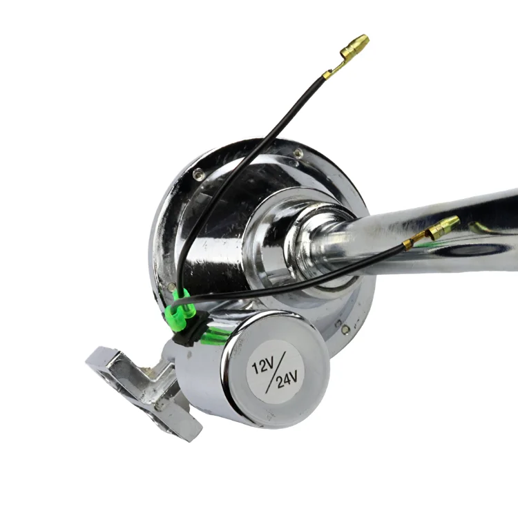 12V/24V With Electric Valve Control Hose 640MM Super Loud Single Trumpet  Circular Semi Truck Air Horn