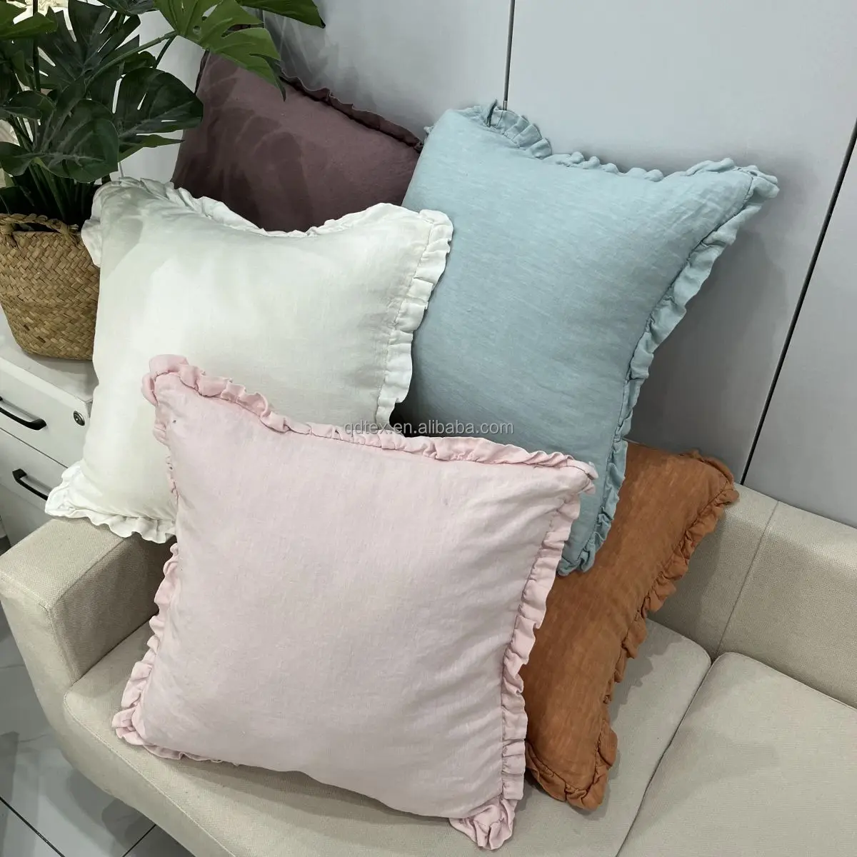 Nunubee Federa Per Cuscino Quadrata 45x45 Cm – Stile Scandinavo In Lino – Chiusura Zip Invisibile – Solo Fodera, Idea Regalo Deco