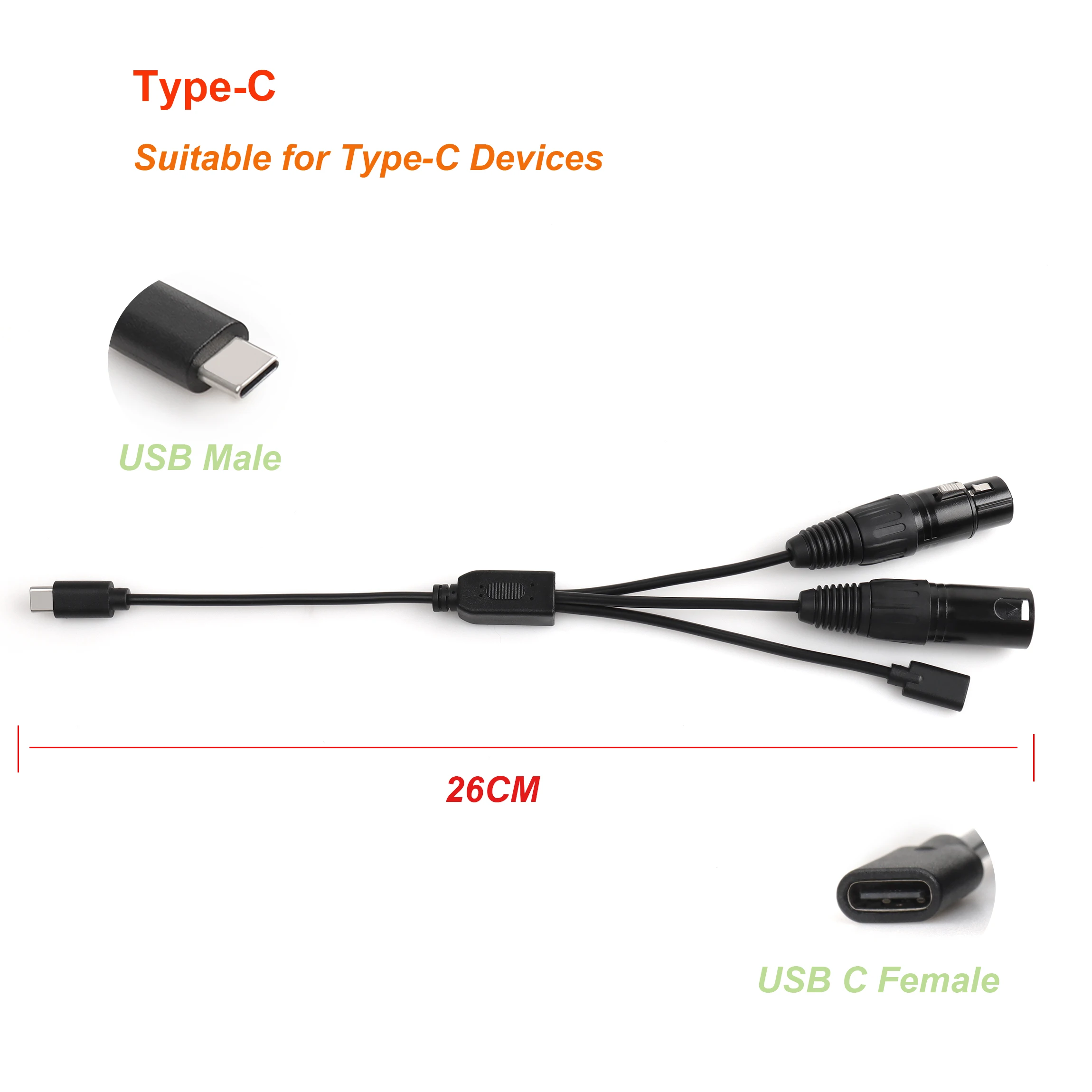 5pin XLR Type C Female Printing USB C to 5 Pin Pro MIDI Kabel in Out Converter Cable for MIDI Keyboard Control Synthesizer Piano