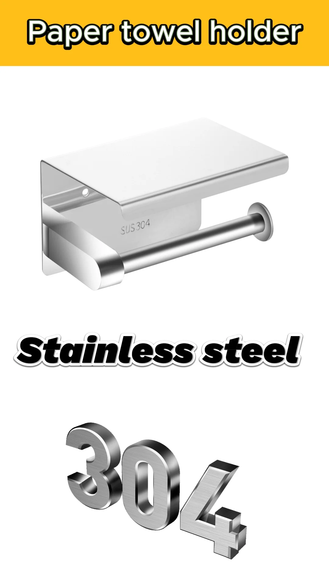 Wall Mounted Sus304 Toilet Paper Holder No Drilling Tissue Roll Holders