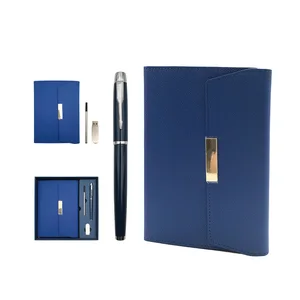 2026 Custom Magnetic Leather Cover Notebook Journal Business Gift Box Bag Set with Pen