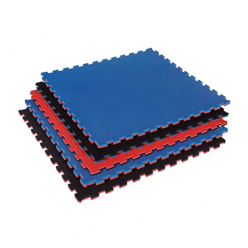 Tapis de Sol de Gym Sport, Rouge Bleu, Épaisseur 2.5cm, 100x100cm, 6  pièces