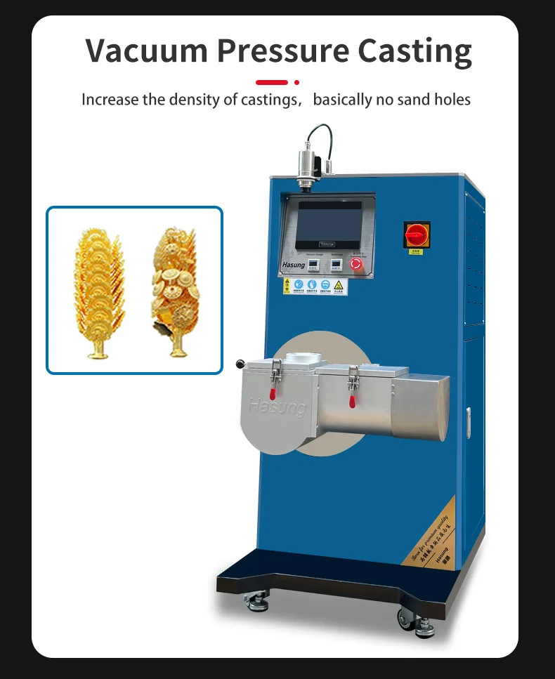Hasung Jewelry Casting Equipment 1kg 2kg Steel Vacuum Casting Machine Gold Jewelry Casting Machinery
