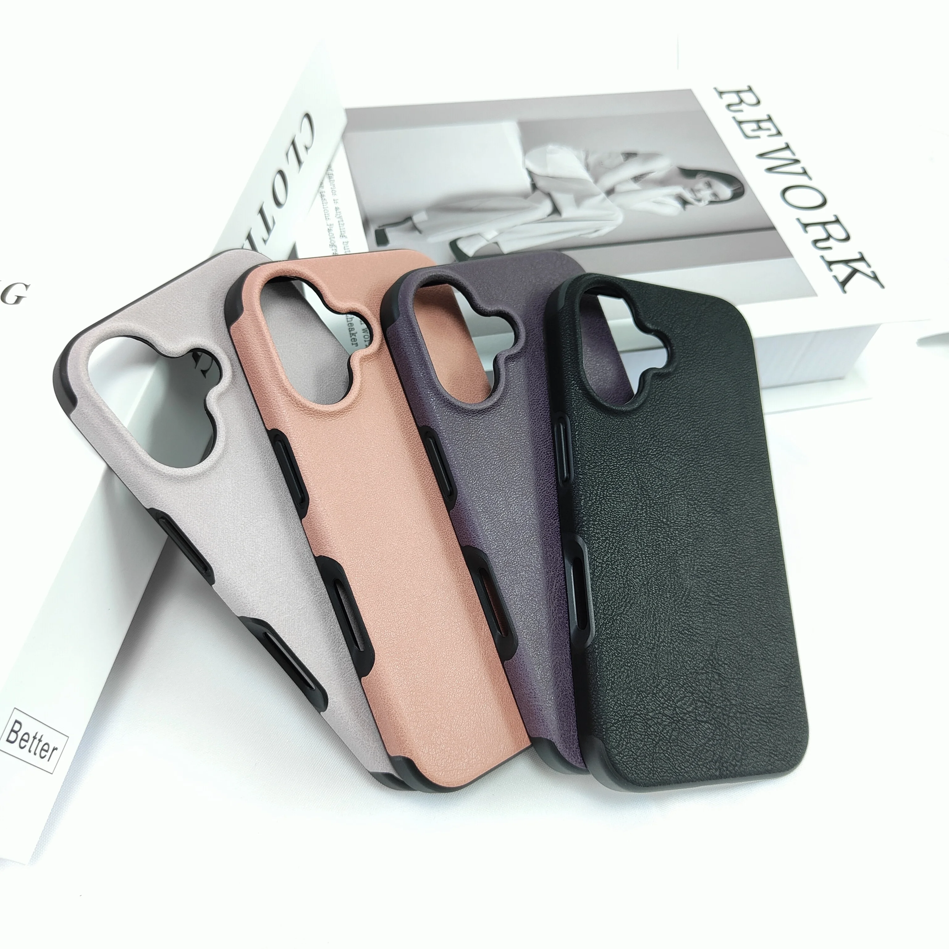 Funda de cuero para teléfono Iphone 16 15 14 13 12 11 Plus Pro Max Color puro Simple para negocios Anticaída Amigable con la piel Sjk569 Laudtec