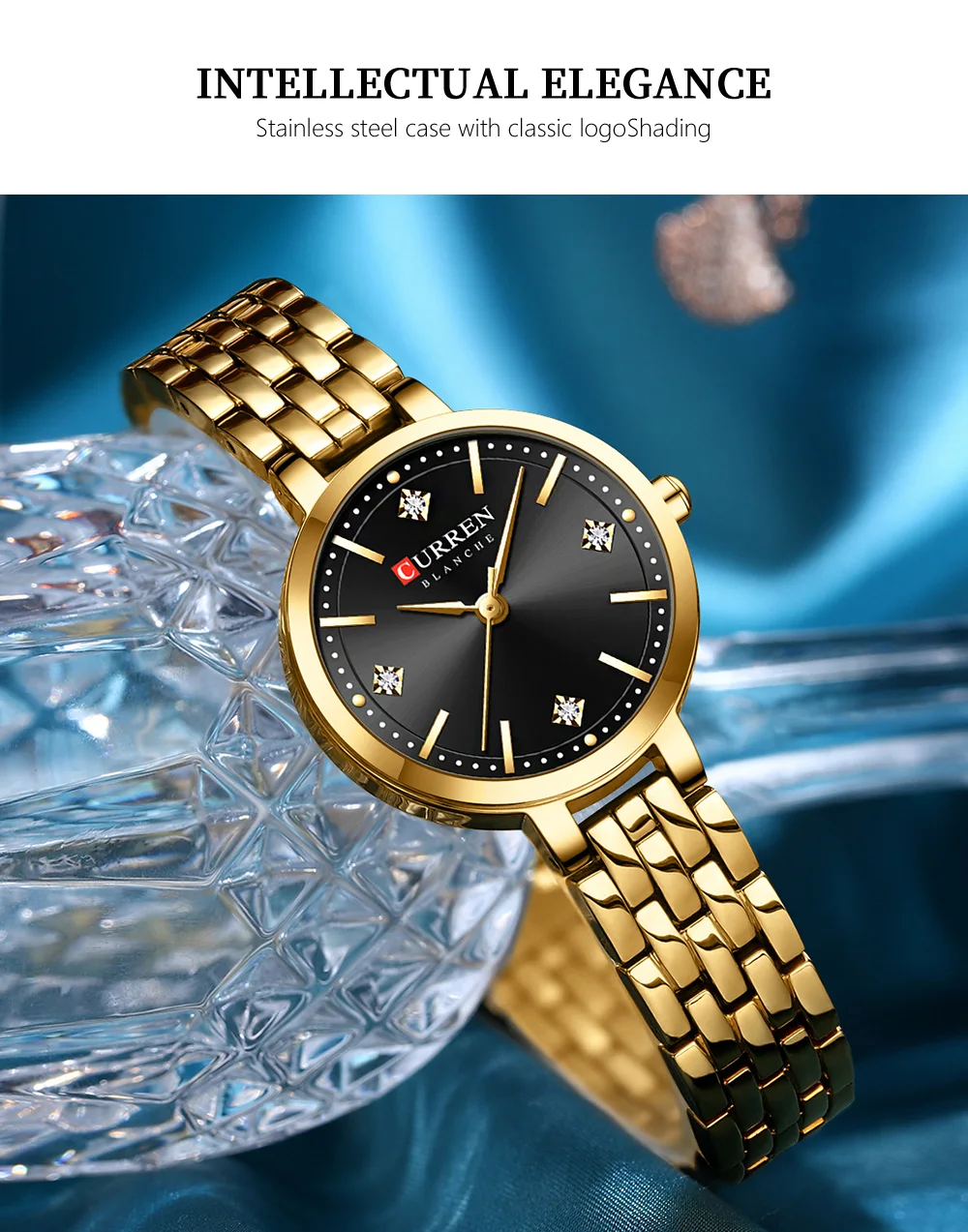 Curren 9106 Fashion Golden Quartz Wristwatch Stainless Steel Waterproof Women's Watches Original Luxury Ladies Watch for Women