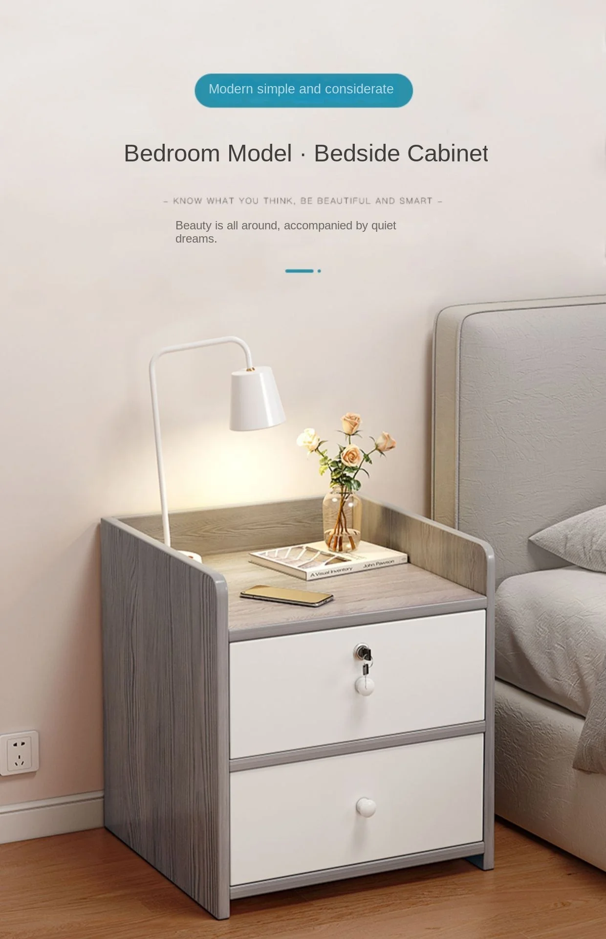 Wholesale Mini Cabinet Locker Home Bedroom Bedside Table Simple Modern Medium Density Fiberboard Wooden Bedside Table