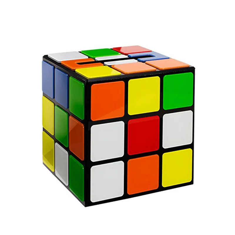 Decorative square Magic Cube Acrylic Tissue Box with Magnetic Lock