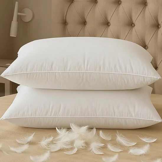 Cotton Downproof Fabric Fluffy RDS OEKO High Quality Hotel King Size 20% Goose Down 80% Goose Feather Filling Pillow