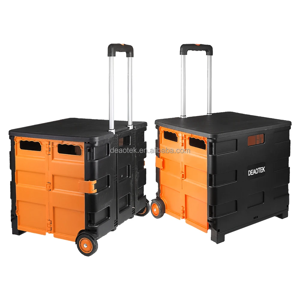 30kg Small Foldable Shopping Cart with Lids Collapsible Plastic Folding Foldable Shopping Cart Foldable Trolley Cart