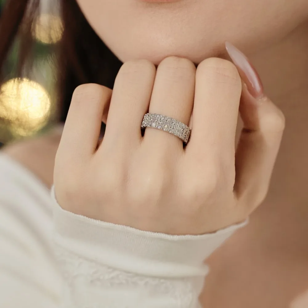 KAKODIY Exquisite Chunky Multi-Layered Wedding Ring 5A Cubic Zirconia 925 Sterling Silver Women's Dress Up Jewelry Engagement Proposal Ring detail 1
