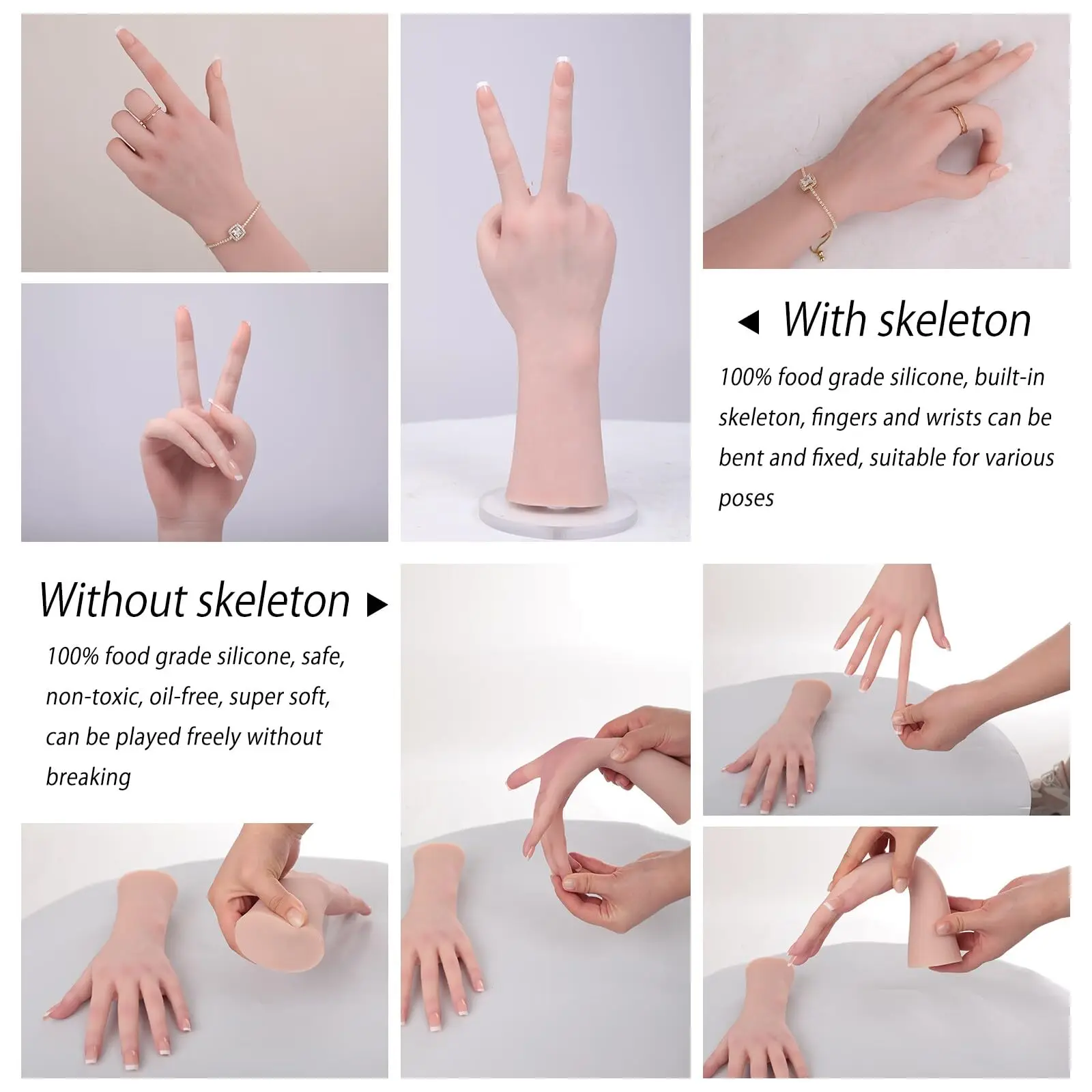 Realistic Silicone PVC Female Hand Practice Model Hand for Showing Jewelry Halloween Props Photography Props Breast Form