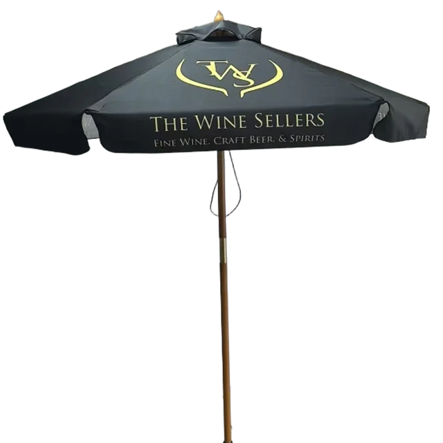 Ombrellone parasole in legno da 7', 7,5', 9', personalizzato 2m 3m Bianco Nero Rosso Verde in tessuto per parco, spiaggia, cortile, giardino esterno_voghion.com