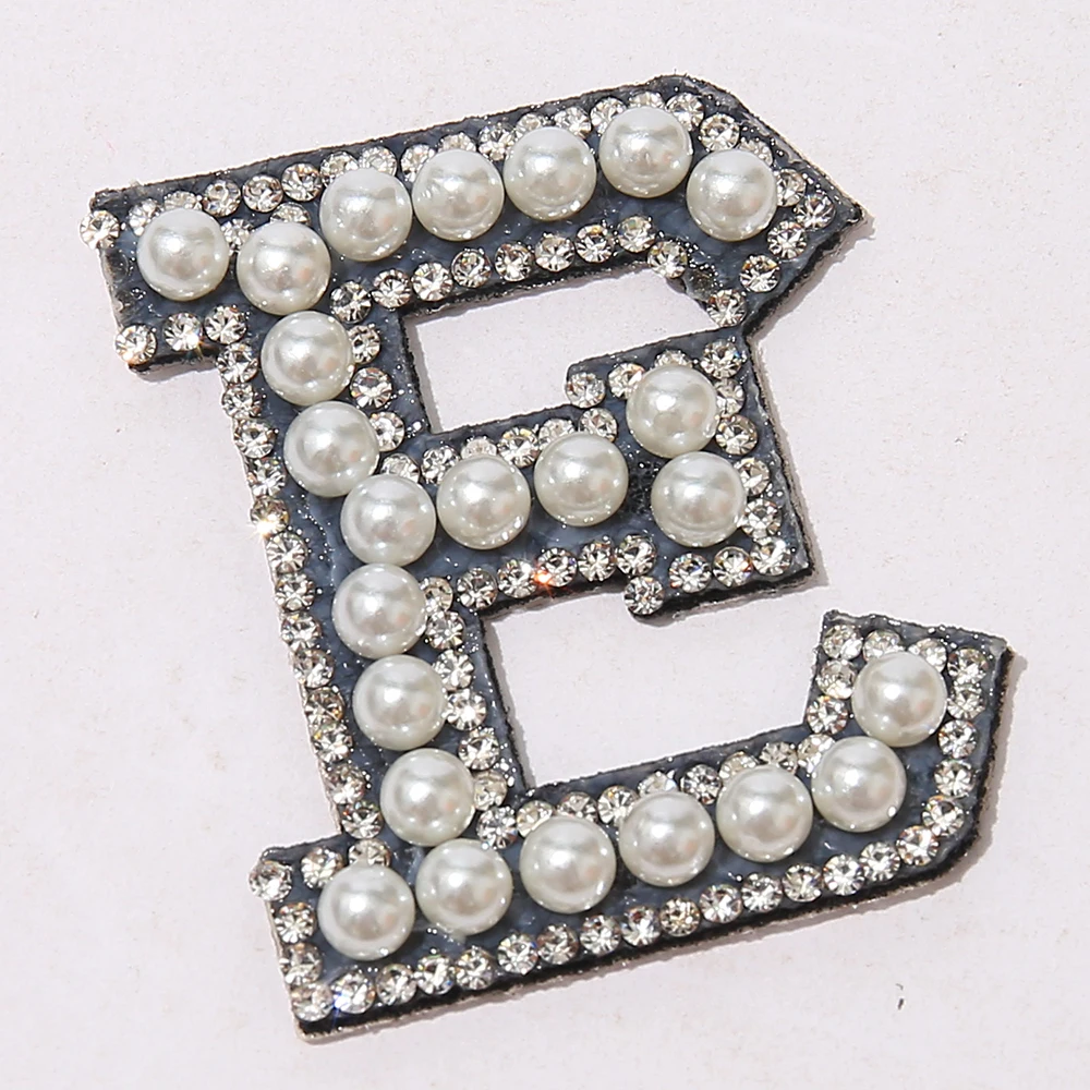 Black Rhinestone Sparkle Letter Patch Patches Iron on Alphabet Clothes  Embroid