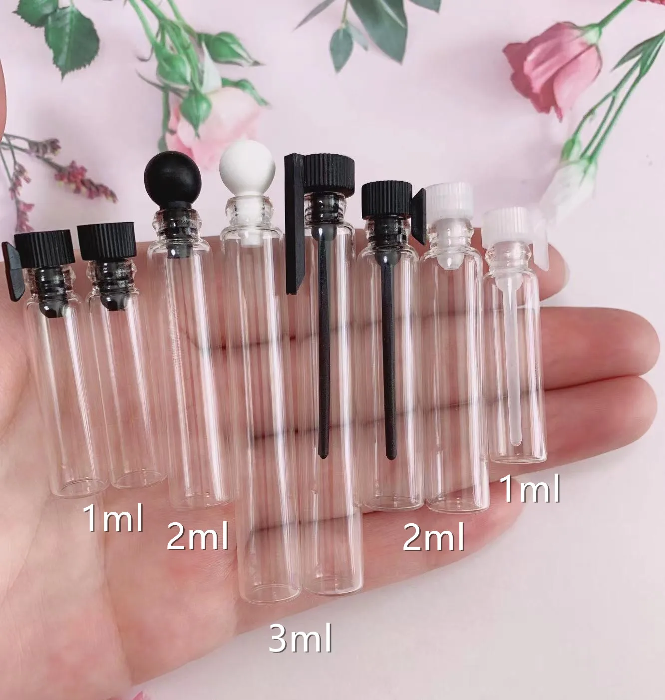 Free Shipping Wholesale Empty Cheap 1ml 2ml 3ml 5ml Small Sample Tester Clear Glass Perfume Vial