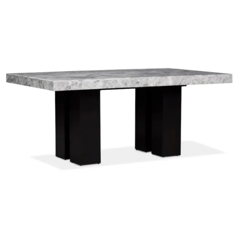 SH STONE Customized Home Furniture Design Gray Marble Tabletop Marble Top Dining Table with Metal Base Modern Royal Dining Set