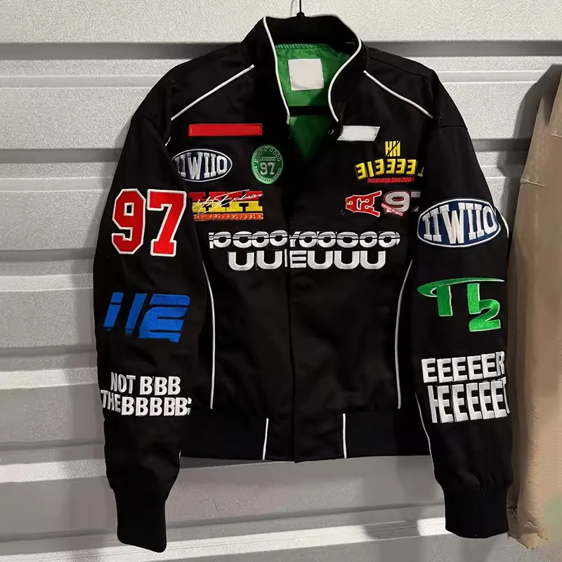 Custom Motorcycle Baseball Printed Letterman Varsities Jacket Racing Embroidered Padded Jacket for Men gallery 6