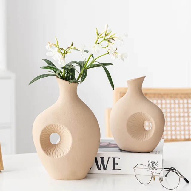 Table Centerpieces Simple Style Home Decoration Donut Vase Ceramic Flower Vase