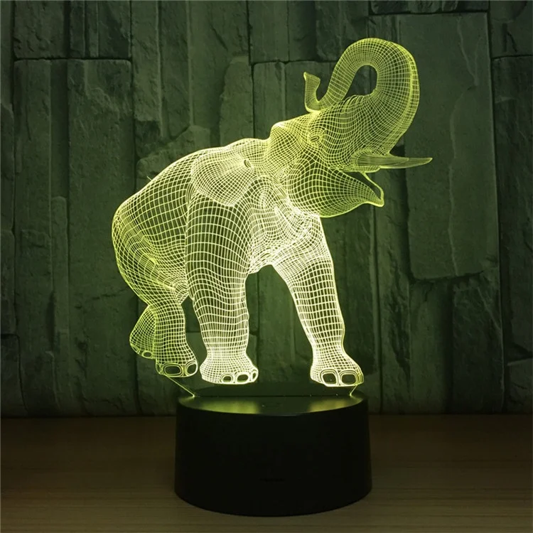 Custom LED Light Colors Elephant Optical Illusion Lamp