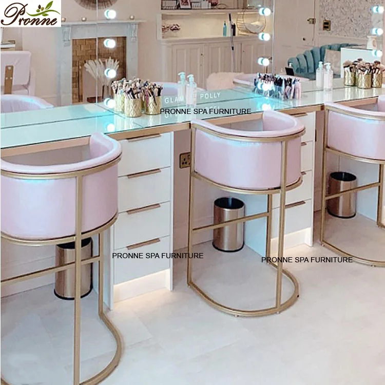 Modern White Vanity Hollywood Style Makeup Table Set With Lighted