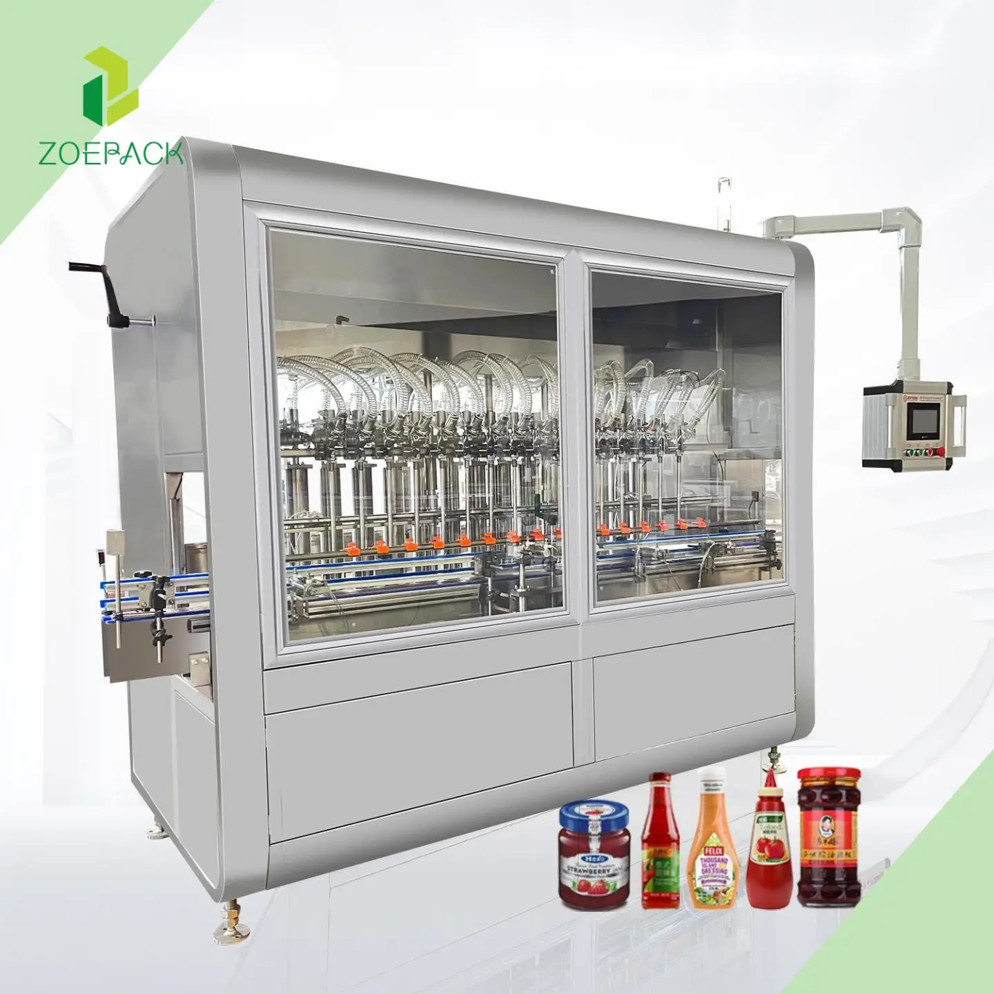 Automatic Linear Chili Sauce Tomato Sauce Paste Filler Plastic Jar Bottle Piston Filling Machine Packing Line