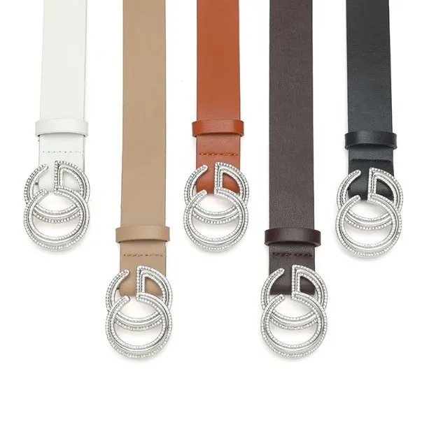  HOTWILL Cinturones ajustados para mujer, cinturón fino con  hebilla dorada, cinturones delgados ajustables de 0.78 pulgadas de ancho 