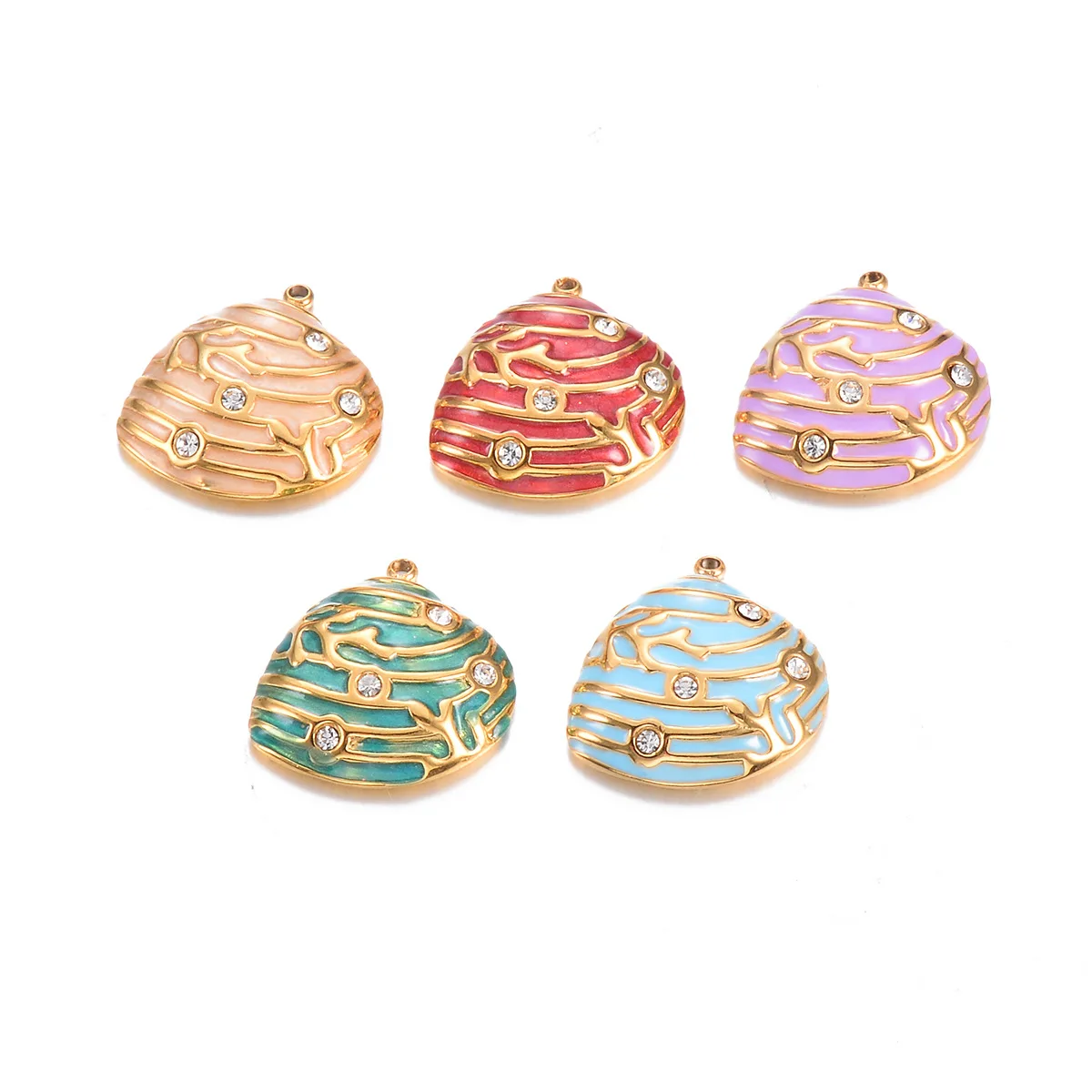 Hot Colorful Ocean Shells Diy Stainless Steel Pendant Oil Dripping Accessories Necklace Earrings