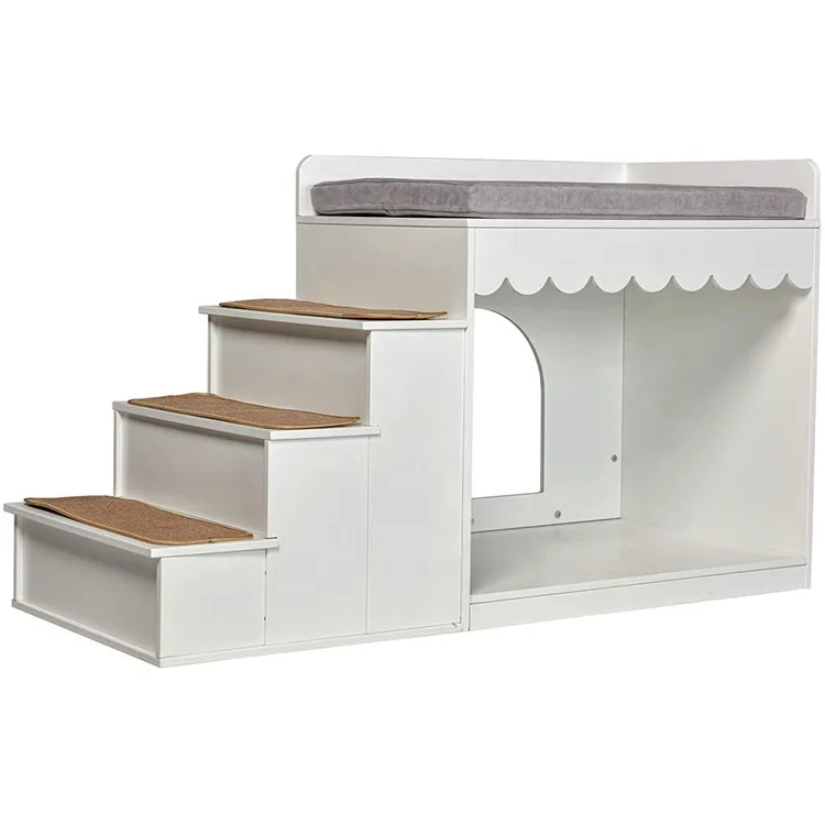 Dog Pet Multi-Level Bed Window Perch Platform Wood Stairs Bunk Bed Condo for Dog Cats