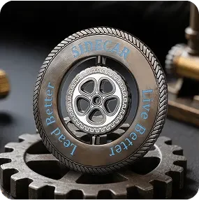Sidecar tire spinner coin on gear base