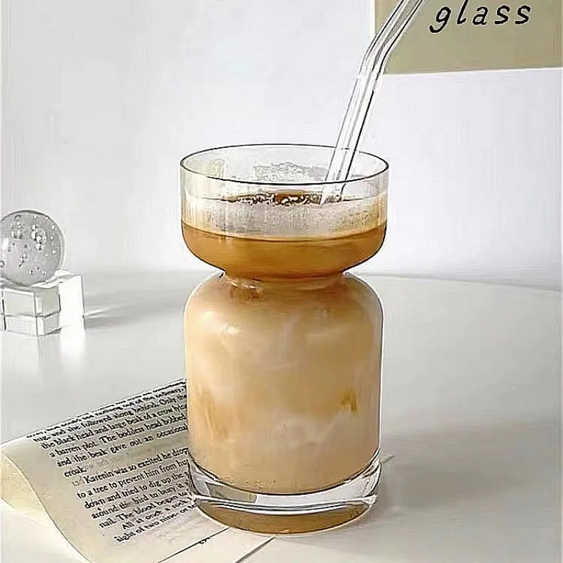 Nordic Saturn Time Hourglass Tumbler Net Red Ins Restaurant Creative Iced Latte Coffee Mug Juice Milk Tea Beverage Glass Cup