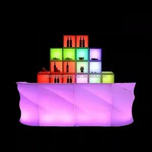 Counter Table Light Luxury Modern Led Wave Shape Bar Set Minimalist Plastic Bar Straight Bar Counter