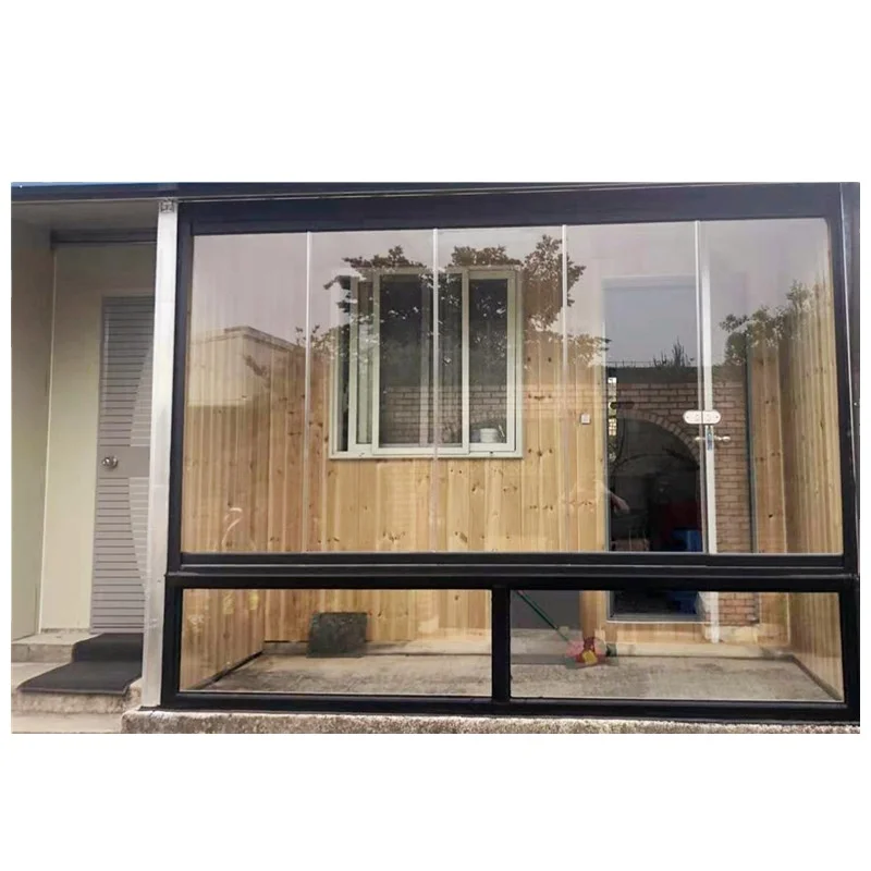 CE Frameless Sliding Folding Accordion Stacking Window As Balcony Window Glazing System Super clear Transparent View Panoramic