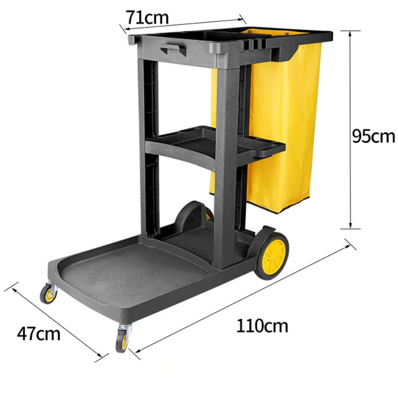 Multi-function Plastic Cleaning Cart Housekeeping Trolley Restaurant Hotel Cleaning Trolley Cart with Wheels