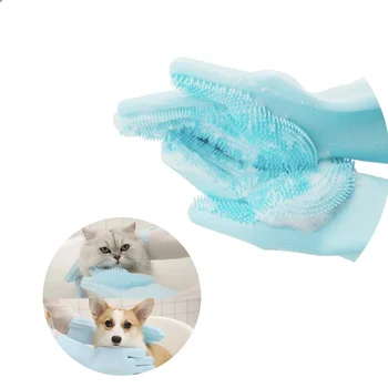 Pets Bath Massage De-Shedding Glove Cat and Dog Bath Brush Pet Massage Silicone Glove