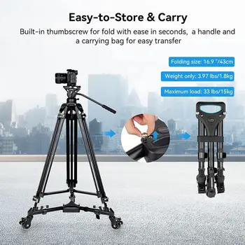 Smallrig Universal Photography Tripod Dolly, Heavy Duty with 3" Rubber Wheels, Adjustable Legs and Carry Bag -3986 product image