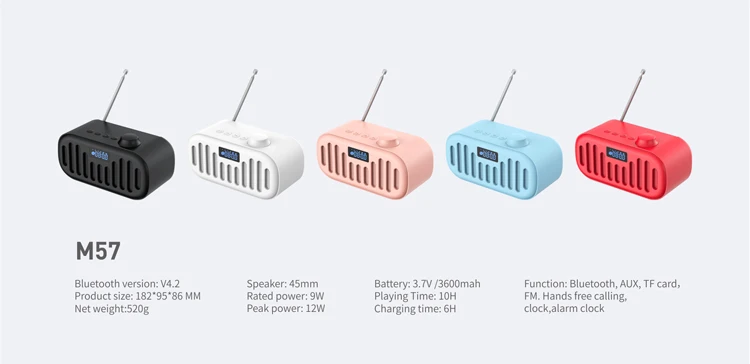 M57 Havit Hifi Lautsprech Horn Hands Free Calling Portable Desktop Wireless Mini Bt Clock Fm Radio Speaker - ANKUX.COM