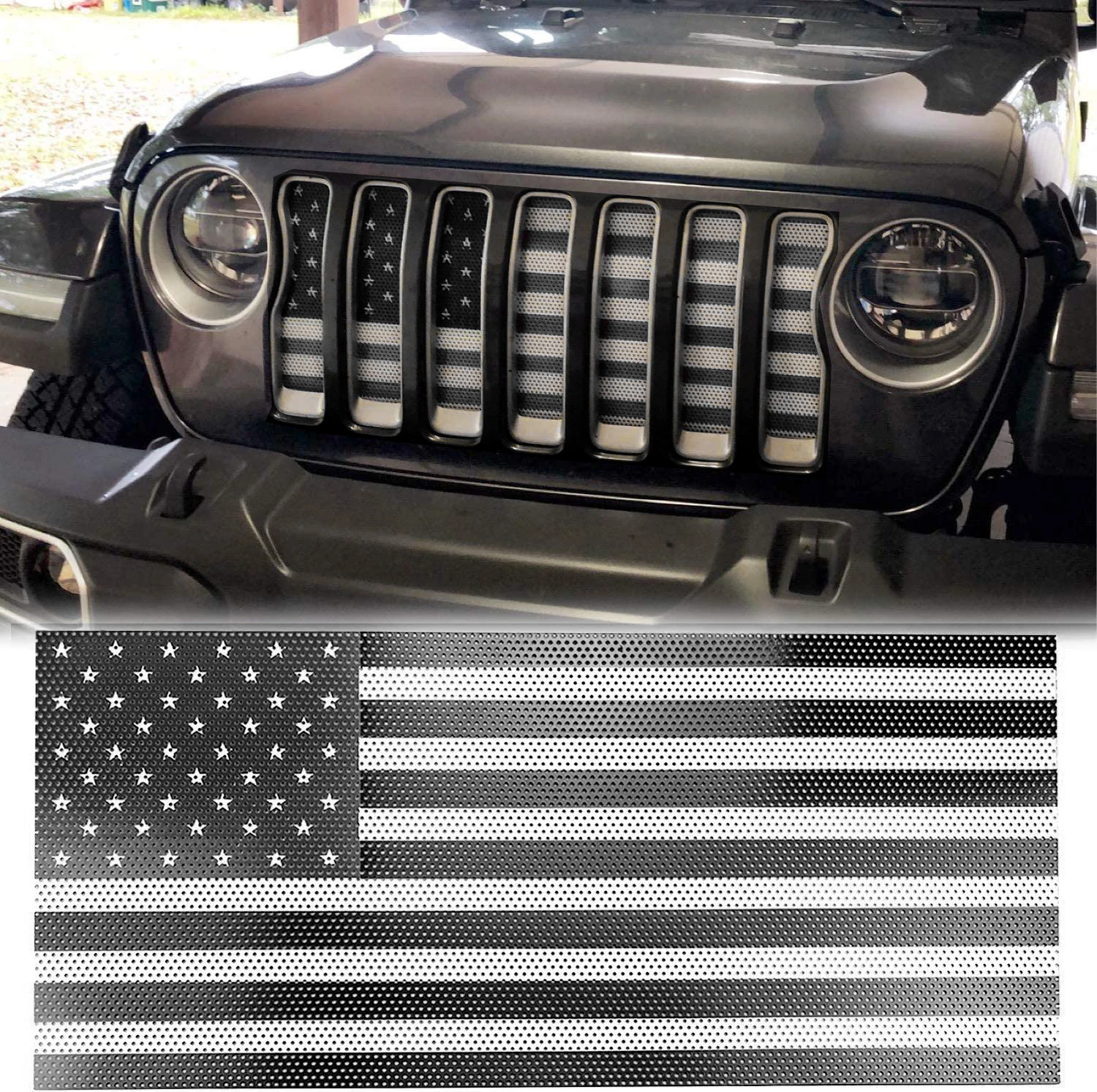 Front Mesh Grill Insert White & Black Us Flag For Jeep Gladiator Jt/jeep  Wrangler Jl 2018-2022 - Buy Front Mesh Grille Insert For Jeep Jl Jt,Flag  Front Grille Insert For Jeep Jl