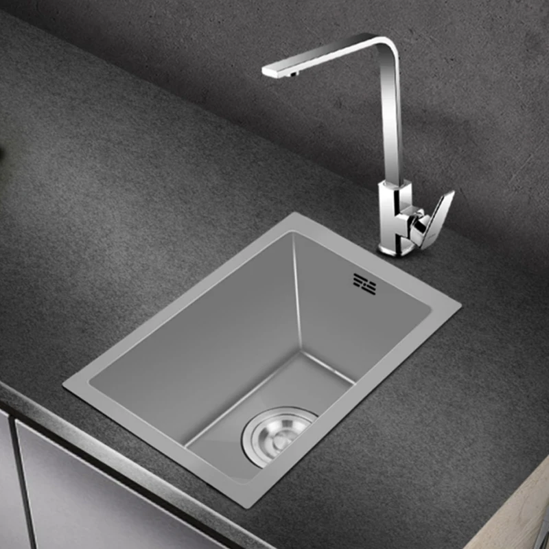 Small Gray Kitchen Sink Above Counter Or Undermount 304 Stainless Steel