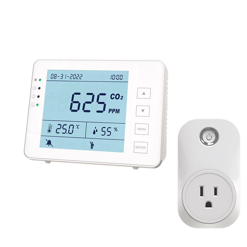Wireless 433 CO2 Controller for Auto Control  Ventilation Fan with Smart Socket for Indoor Air Quality CO2 Controller
