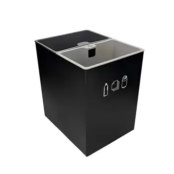Hotel Guestroom Sorting Waste Bin without Cover Lid Living Room Standing Black Iron Trash Can Dual Bins