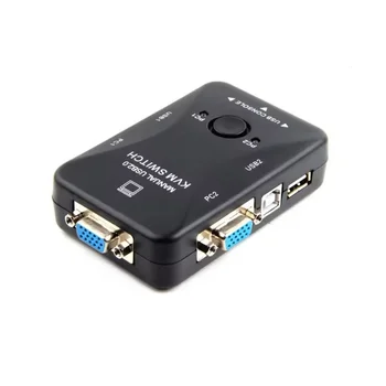 SY 2 Port KVM Switch VGA USB2.0 2 In 1 Out KVM Switcher Switch Box Adapter Connects Printer Keyboard Mouse