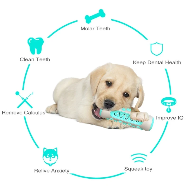 High Quality Durable Puppy Dental Care Dog Cat Rubber Chew Toothbrush Toy factory