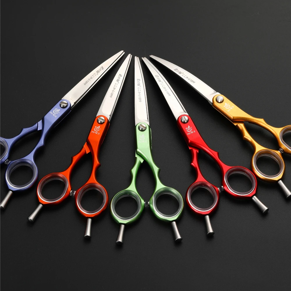 Fenice-プロのペットはさみ,カラフル,湾曲,6.0インチ,グルーミングはさみ,犬と猫用,6.5 フェニーチェプロフェッショナル JP440C \u0026 VG10 カラフルな 6.0 6.5