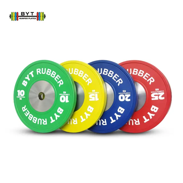 BYT competition rubber barbell bumper plates custom rubber bumper plate