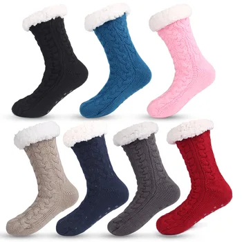 Womens Winter Warm Fuzzy Cozy Christmas Stocking Soft Thermal Home Socks Anti Slip Fleece Lined Slipper Socks